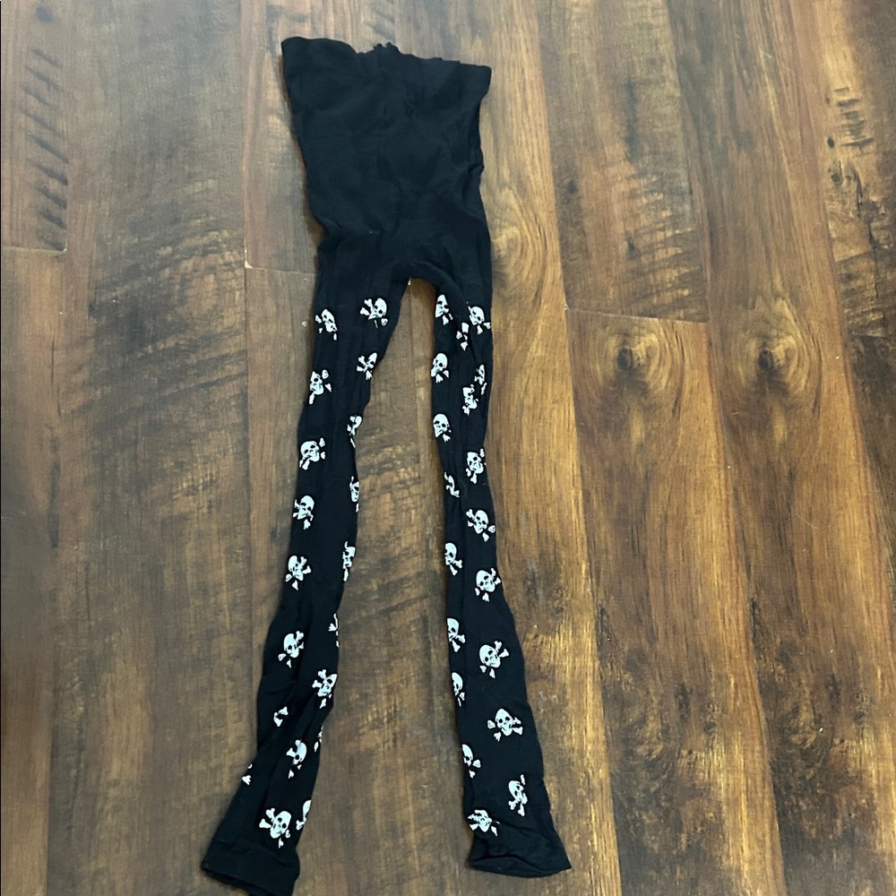 Black Skull Print Tights